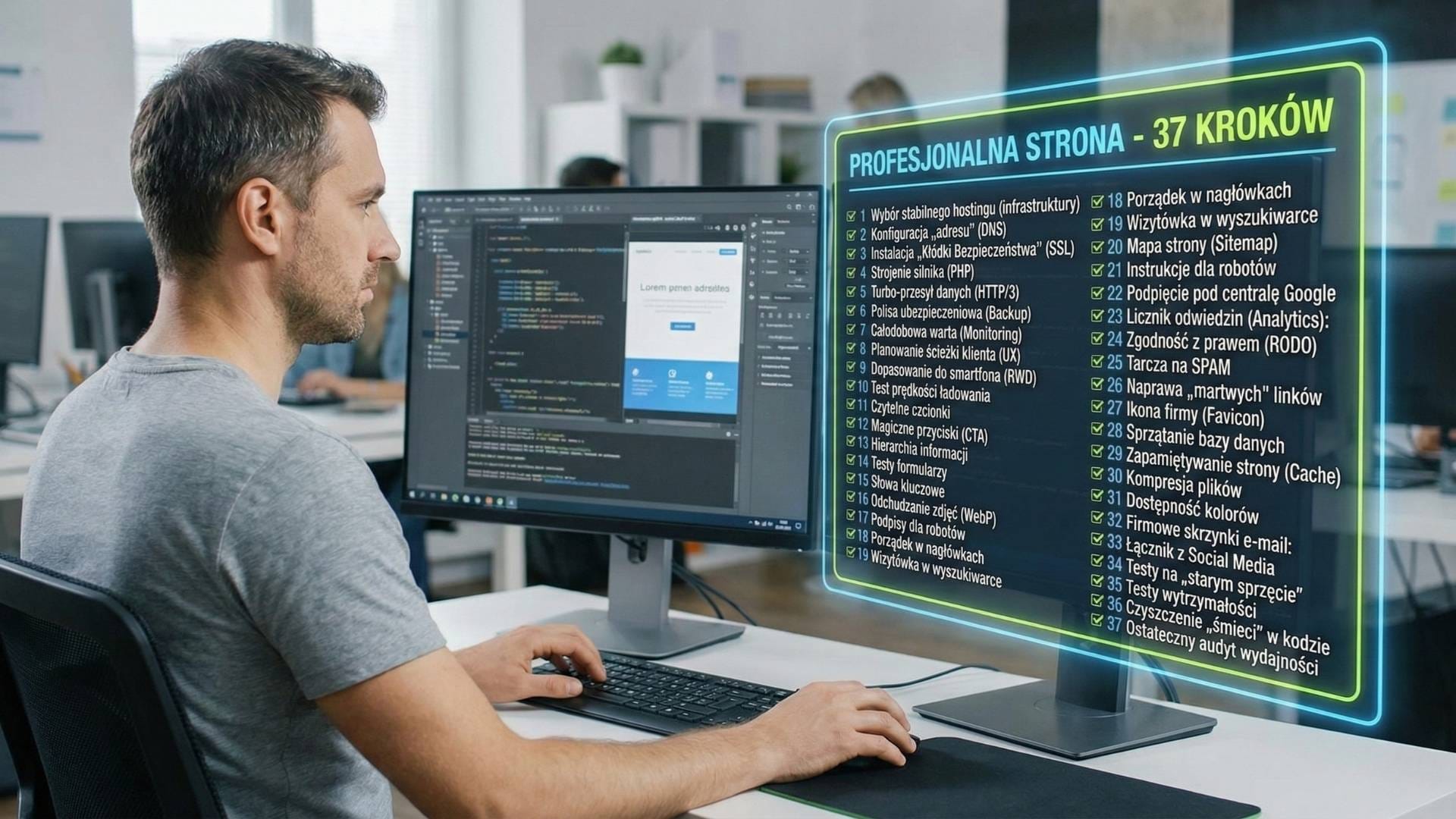 37 kroków do profesjonalnej strony www - Web developer pracujący nad strona internetową